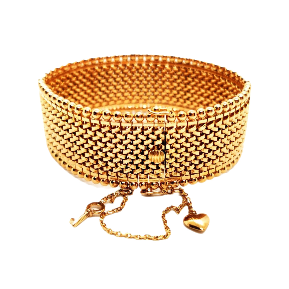 Bracelet Manchette maille polonaise en or rose - Castafiore