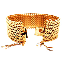 Bracelet Manchette maille polonaise en or rose - Castafiore