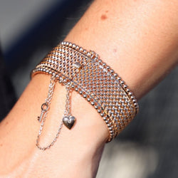Bracelet Manchette maille polonaise en or rose - Castafiore