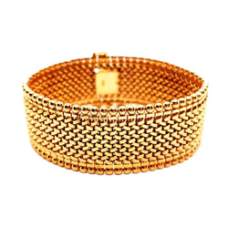Bracelet Manchette maille polonaise en or rose - Castafiore