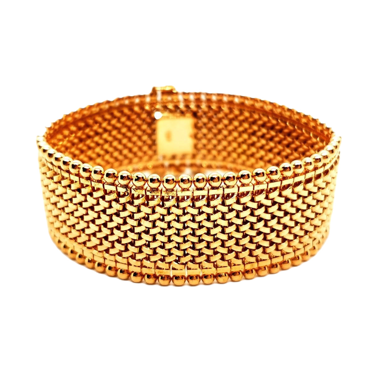 Bracelet Manchette maille polonaise en or rose - Castafiore