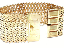 Bracelet Manchette maille tissée en or jaune - Castafiore