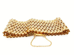 Bracelet Manchette maille tissée en or jaune - Castafiore