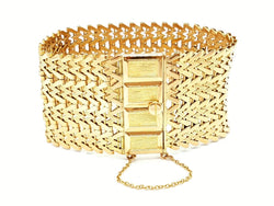 Bracelet Manchette maille tissée en or jaune - Castafiore