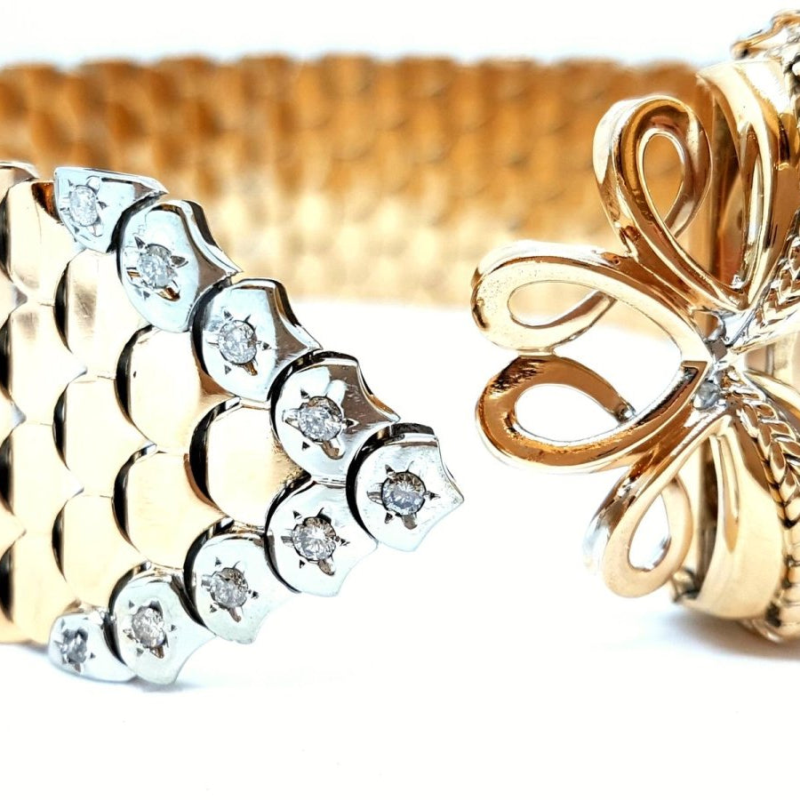Bracelet Manchette Or rose Diamant - Castafiore
