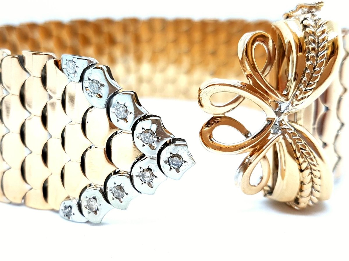 Bracelet Manchette Or rose Diamant - Castafiore