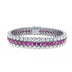 Bracelet or blanc diamants rubis - Castafiore