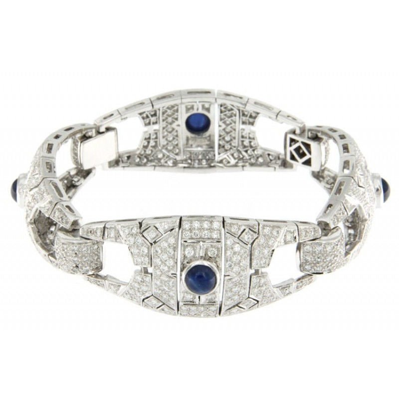 Bracelet or blanc diamants saphirs - Castafiore