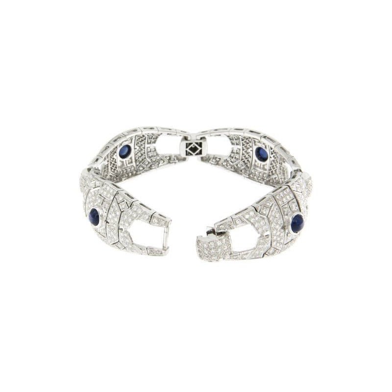 Bracelet or blanc diamants saphirs - Castafiore