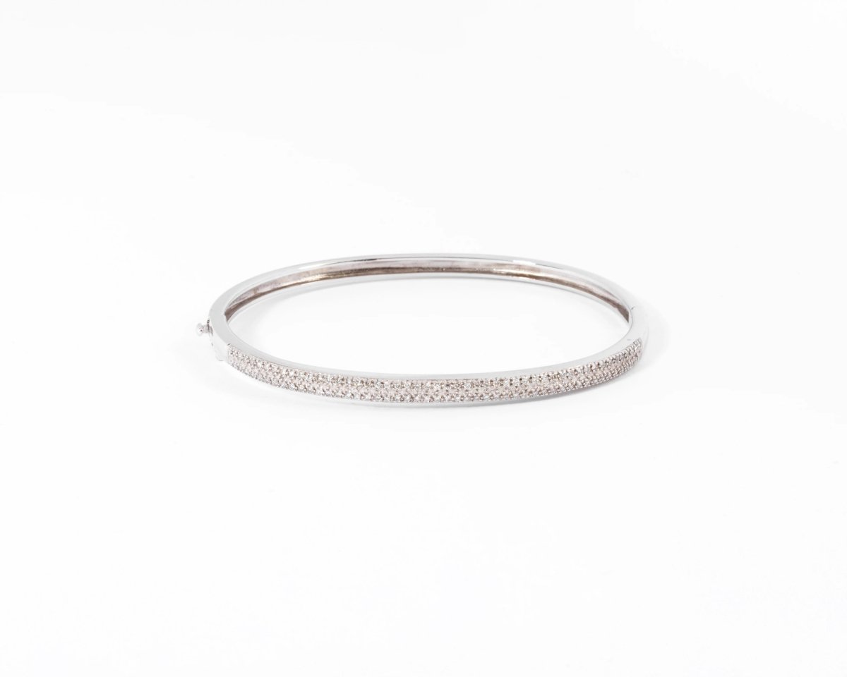 Bracelet or gris rigide ouvrant en diamant - Castafiore