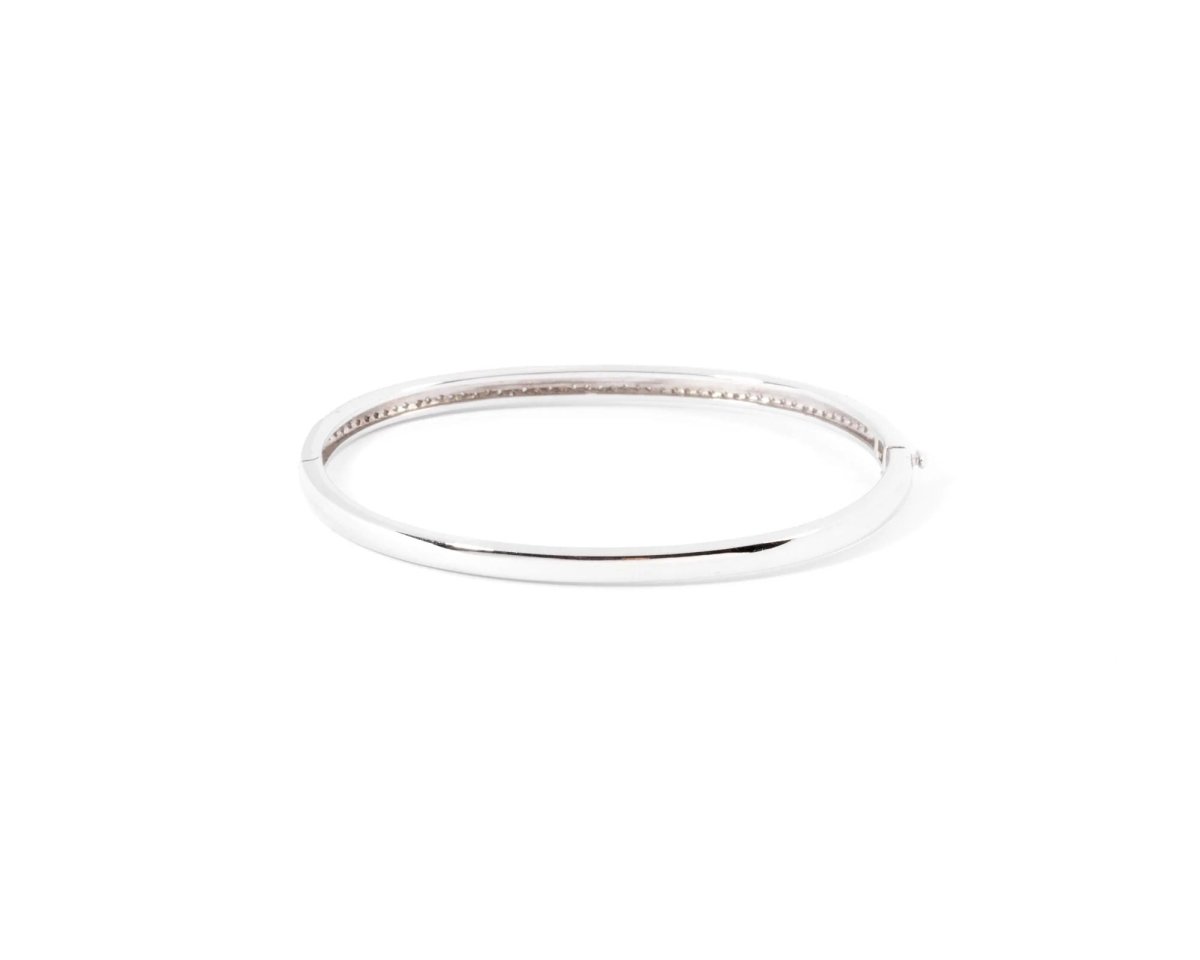 Bracelet or gris rigide ouvrant en diamant - Castafiore