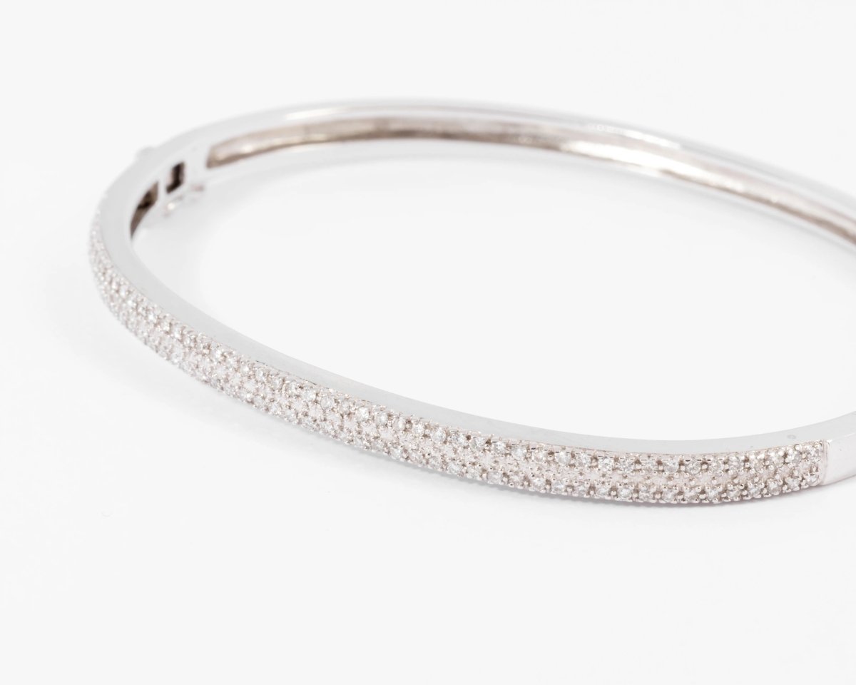 Bracelet or gris rigide ouvrant en diamant - Castafiore