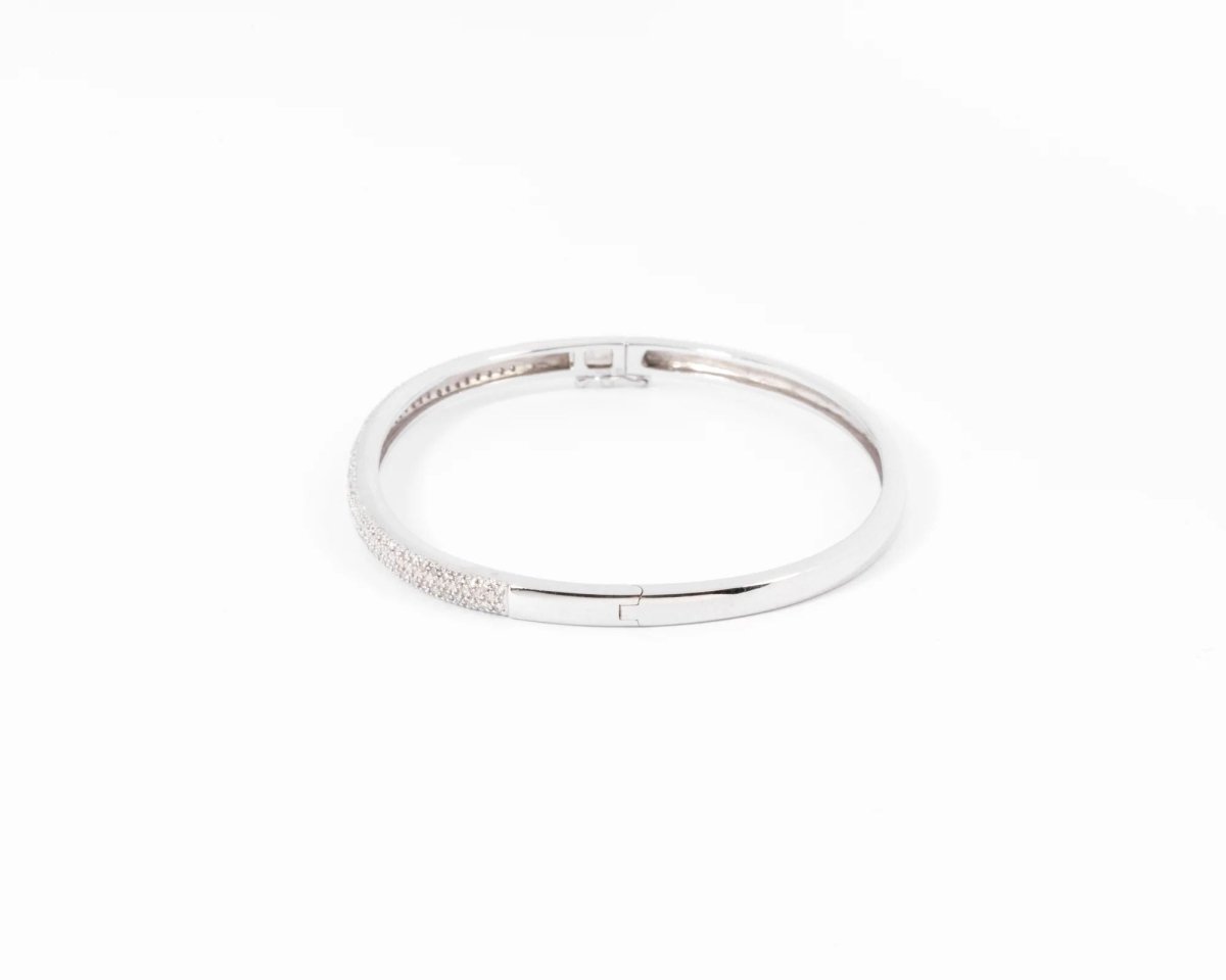 Bracelet or gris rigide ouvrant en diamant - Castafiore