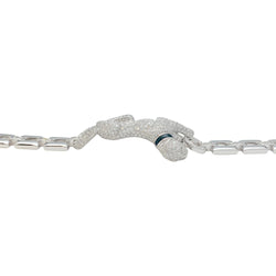 Bracelet "Panthère " CARTIER en or blanc, diamants, émeraude et onyx - Castafiore