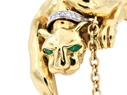 Bracelet Panthère en or jaune, or blanc, émeraudes et diamants - Castafiore