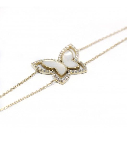 Bracelet papillon - Or. Nacre et Diamants - Castafiore