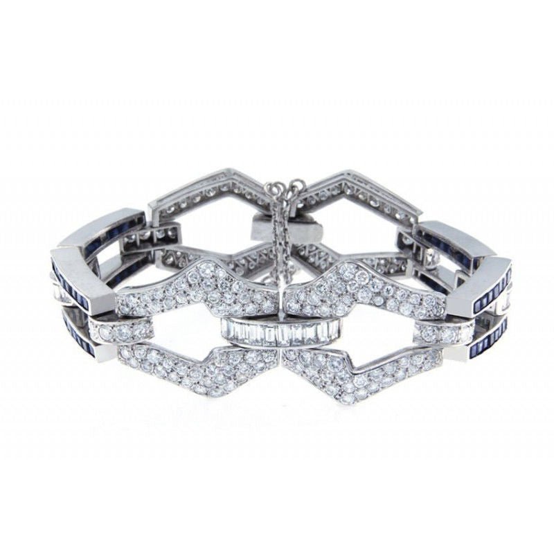 Bracelet platine diamants saphirs - Castafiore