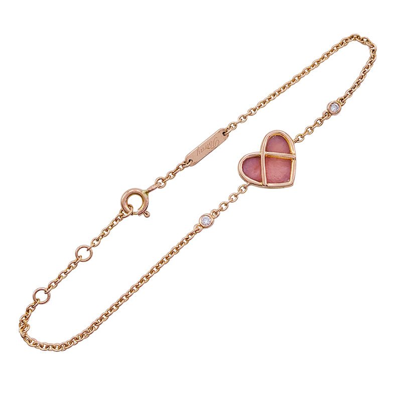 Bracelet Poiray, "L'Attrape-Coeur", or rose, opale rose, diamants - Castafiore