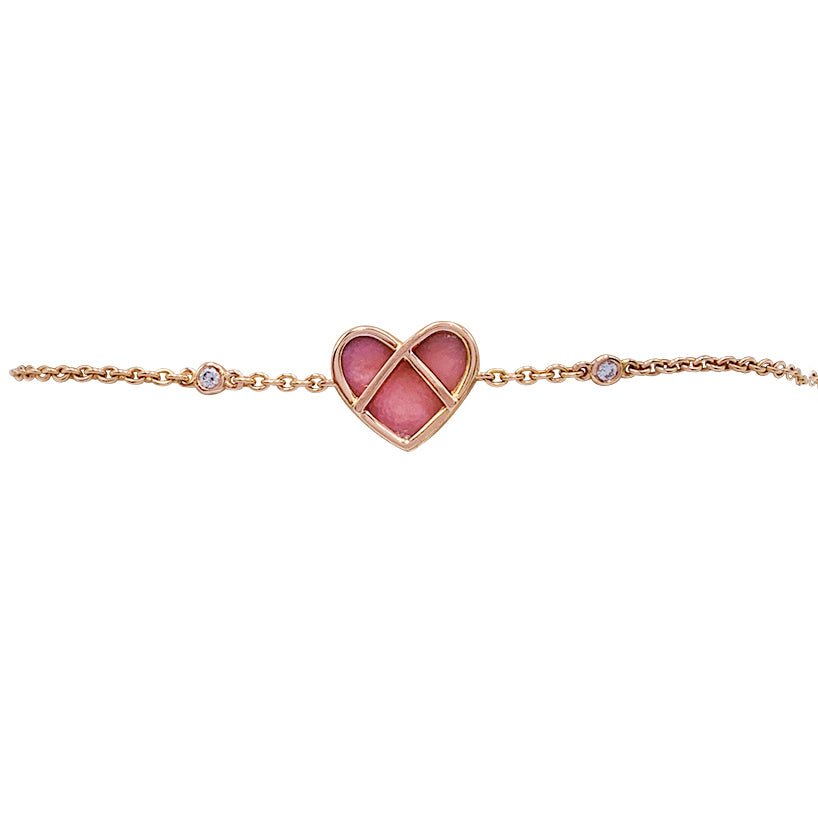 Bracelet Poiray, "L'Attrape-Coeur", or rose, opale rose, diamants - Castafiore