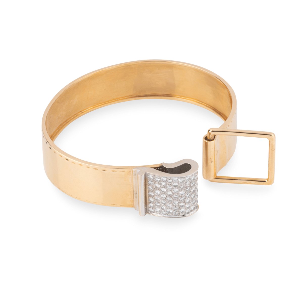Bracelet Rigide En Cuivre Jaune Gravé - Bijou Vintage Référence 5206, Très Bon état, Occasion