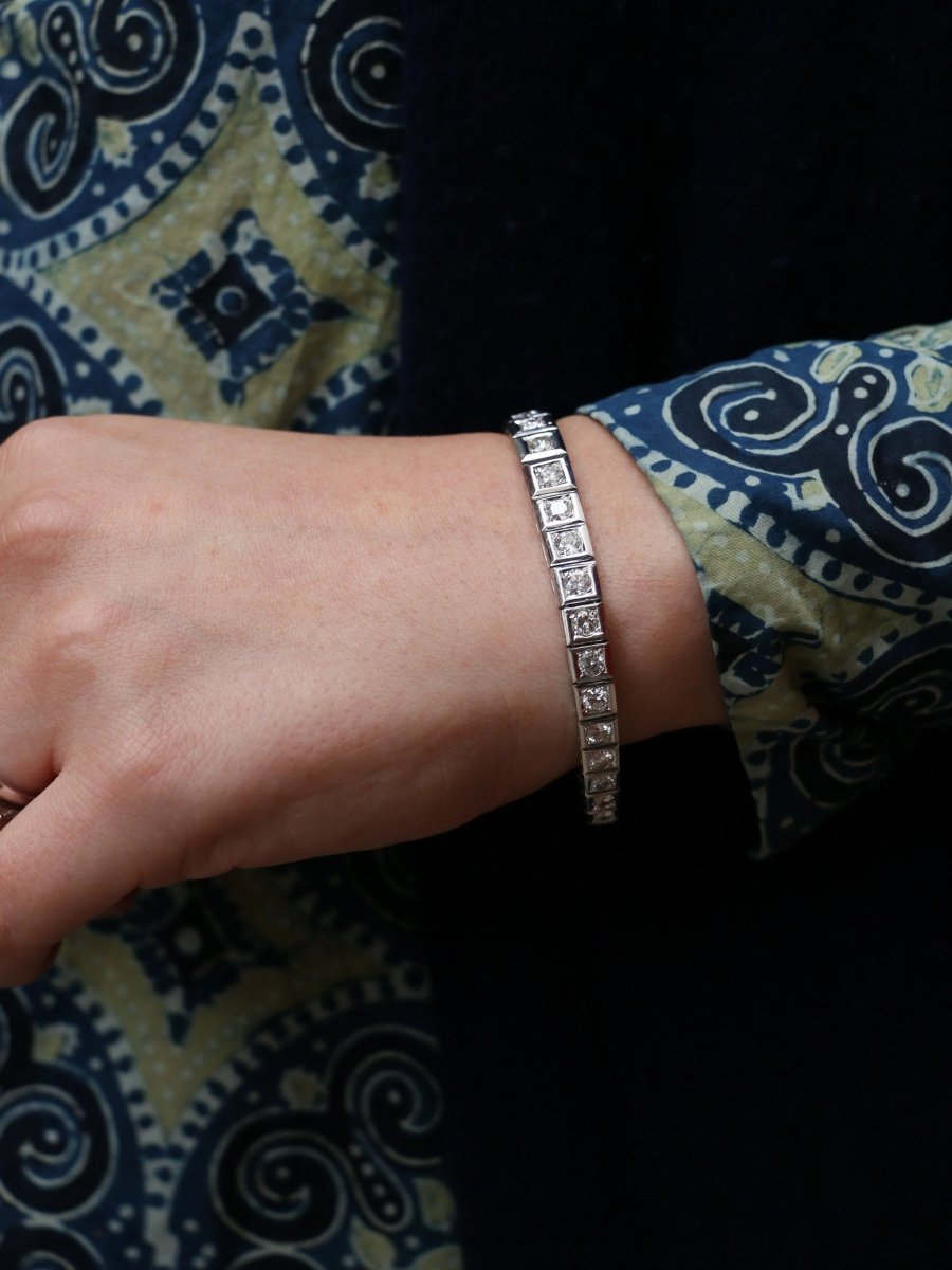 Bracelet rivière articulé en or, platine et diamants - Castafiore
