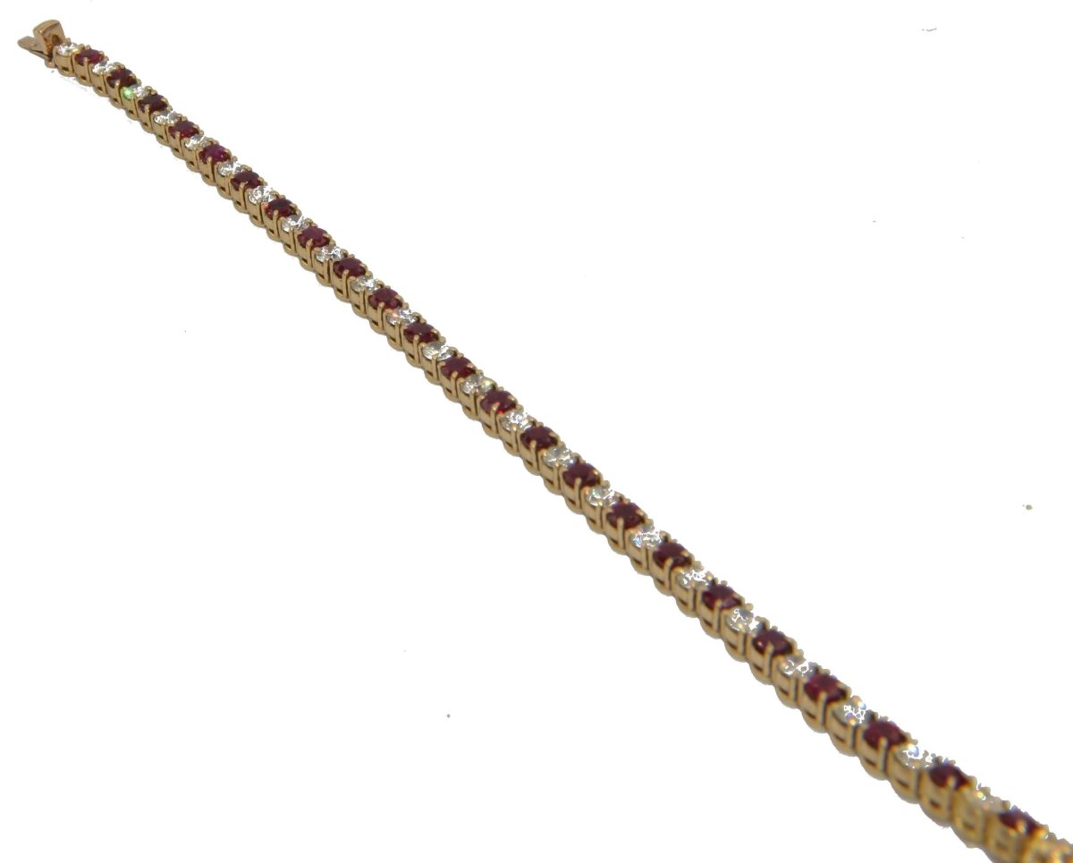 Bracelet rivière en or jaune diamants et rubis - Castafiore