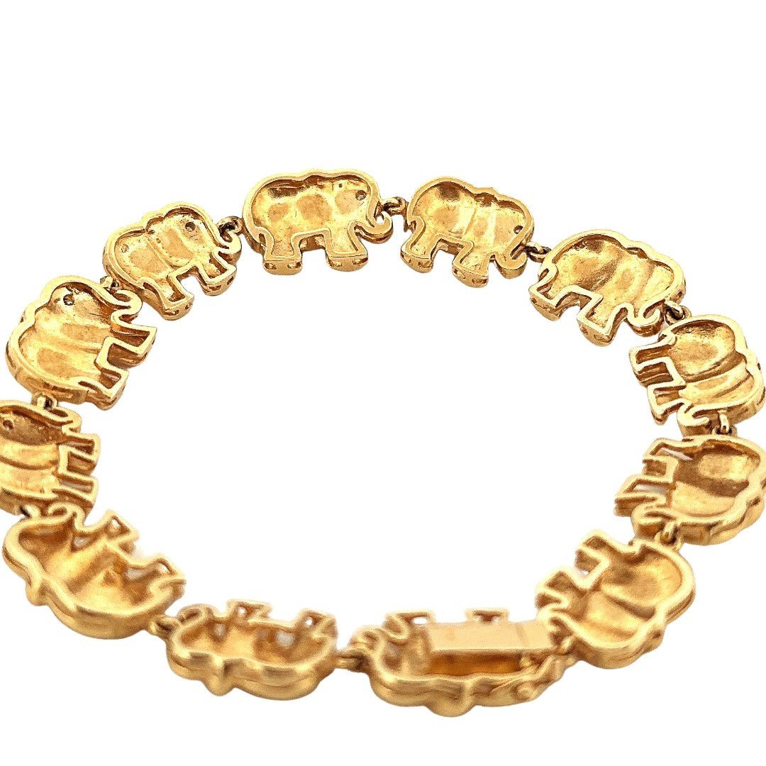 Bracelet Souple Eléphants en or jaune et diamants - Castafiore