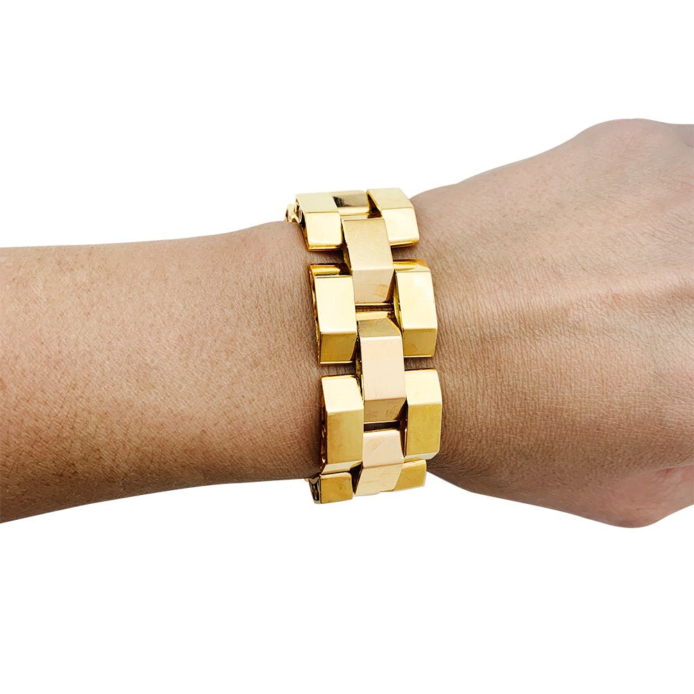 Bracelet Tank en or jaune et or rose - Castafiore