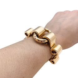 Bracelet Tank en or rose, diamants et pierres rouges - Castafiore