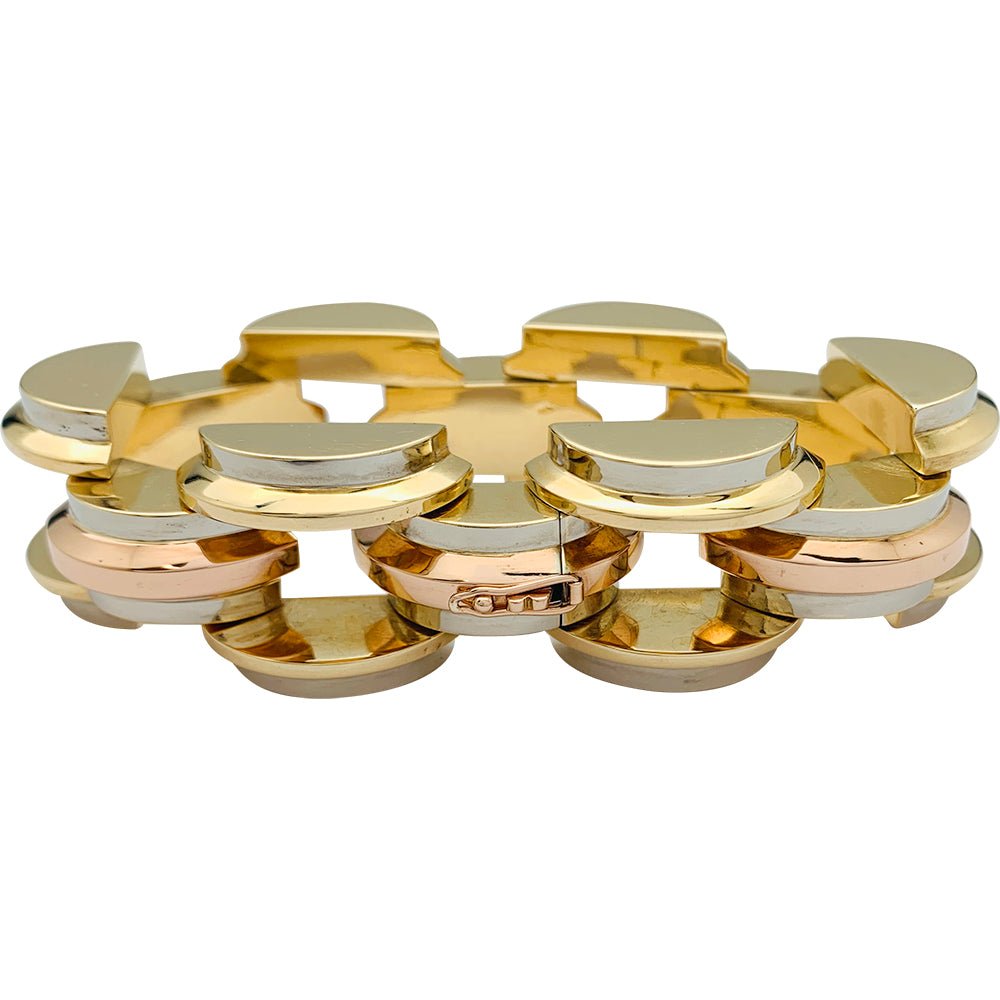 Bracelet Tank, trois tons d'or - Castafiore