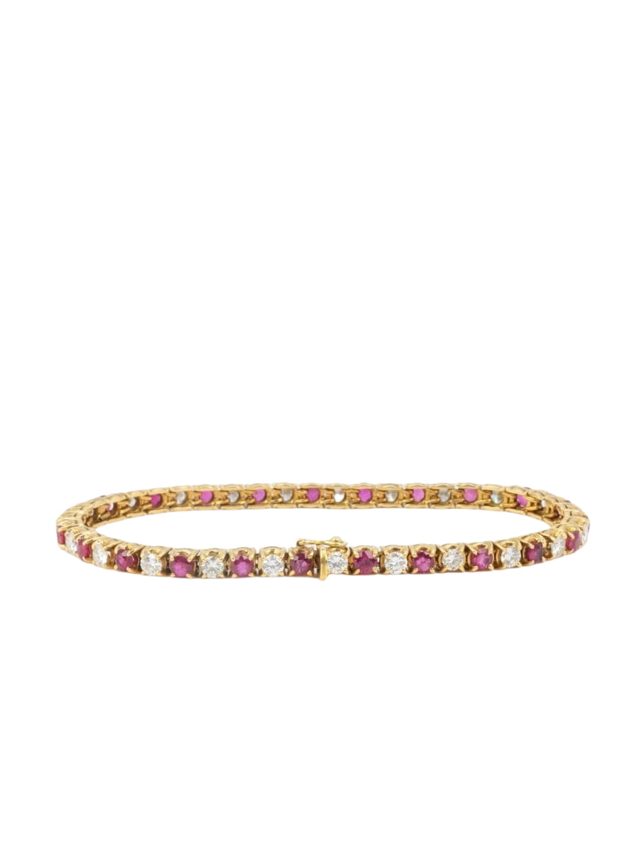 Bracelet tennis vintage en or, rubis et diamants - Castafiore