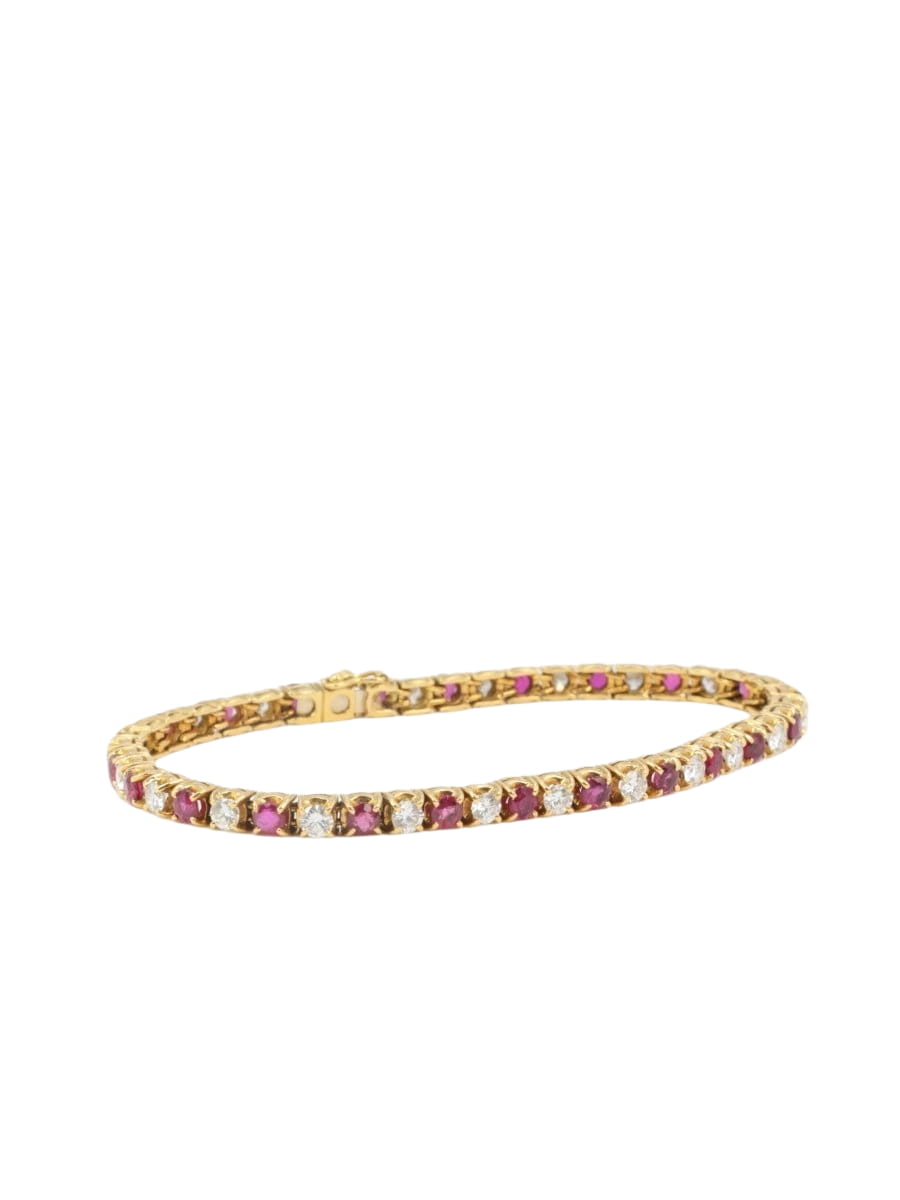 Bracelet tennis vintage en or, rubis et diamants - Castafiore
