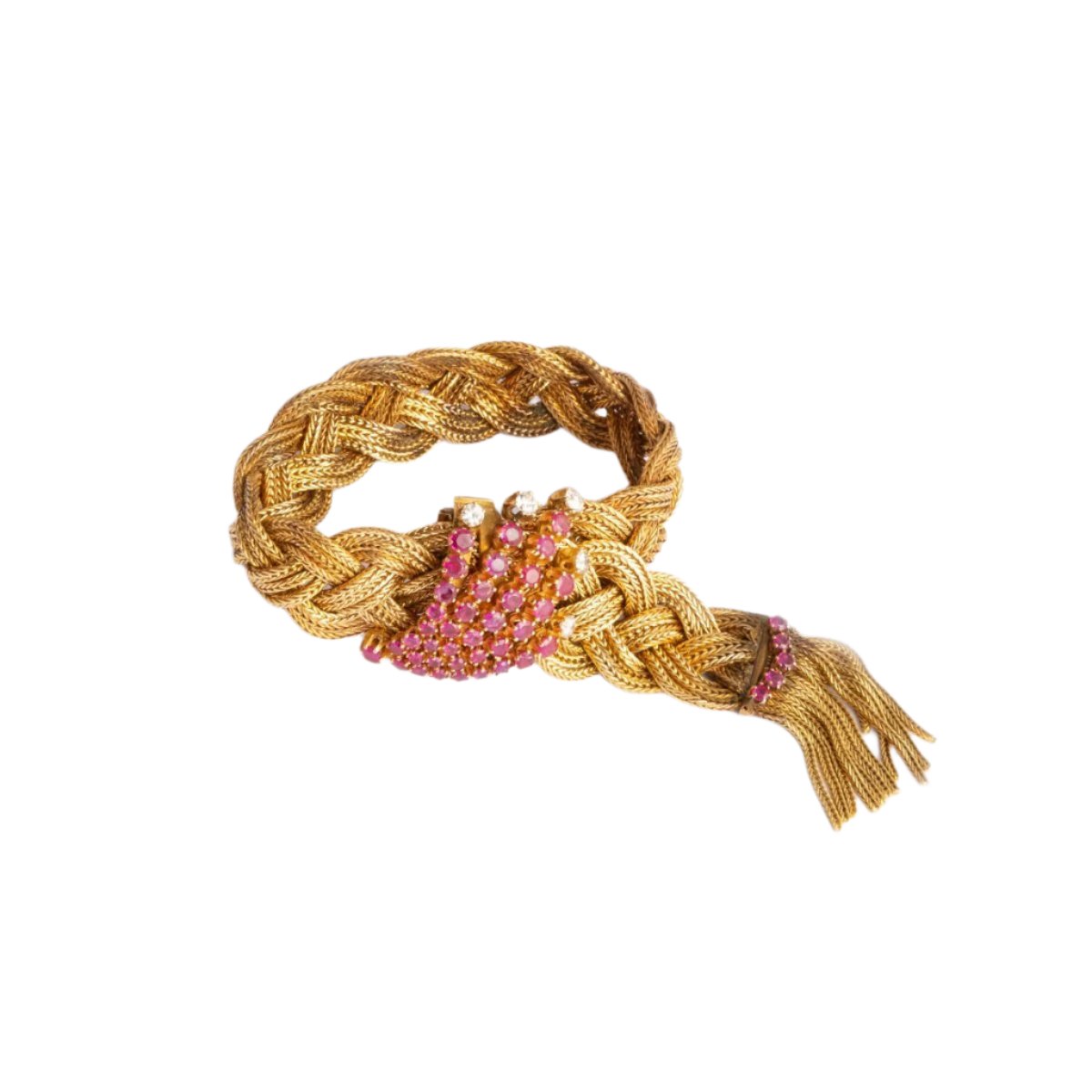 Bracelet tressé en or et rubis - Castafiore