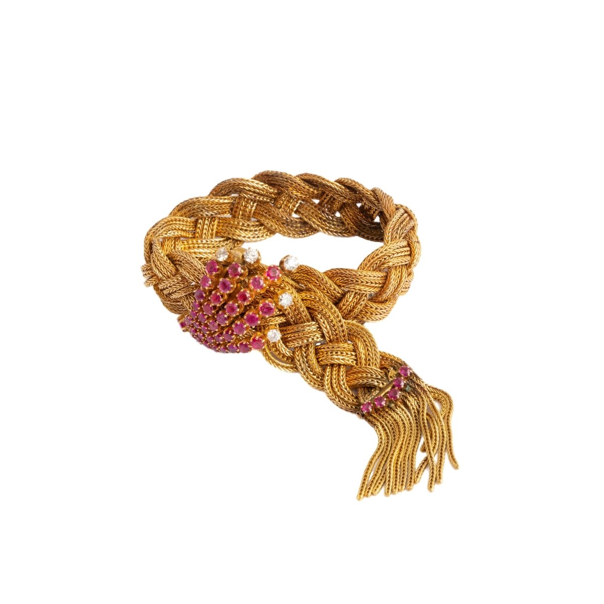 Bracelet tressé en or et rubis - Castafiore