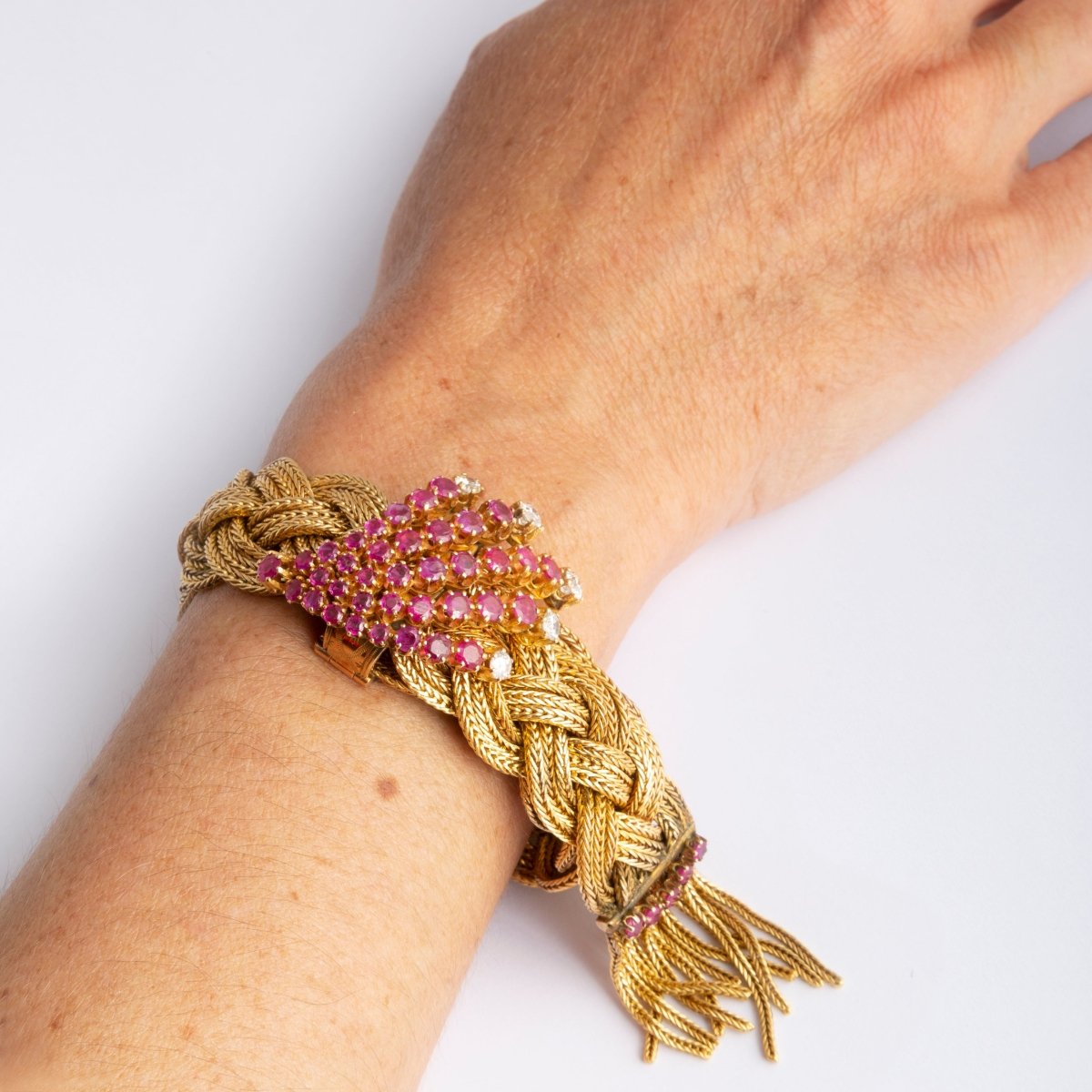 Bracelet tressé en or et rubis - Castafiore