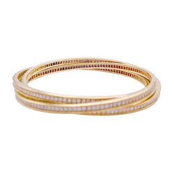 Bracelet triple joncs or jaune, diamants. - Castafiore