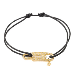Bracelet trombone cordon en or jaune et diamants - Castafiore