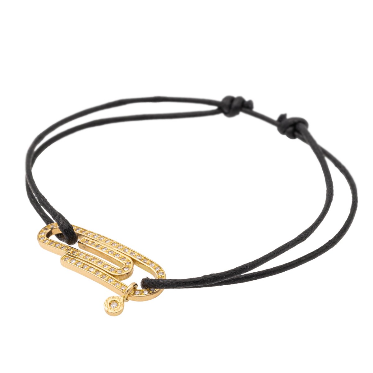 Bracelet trombone cordon en or jaune et diamants - Castafiore