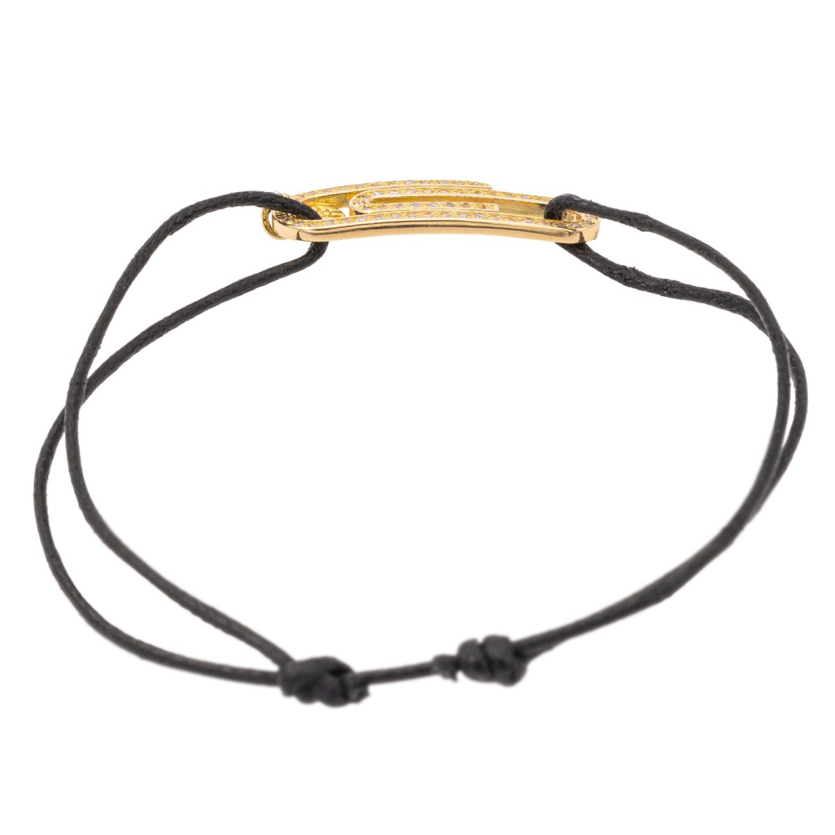 Bracelet trombone cordon en or jaune et diamants - Castafiore