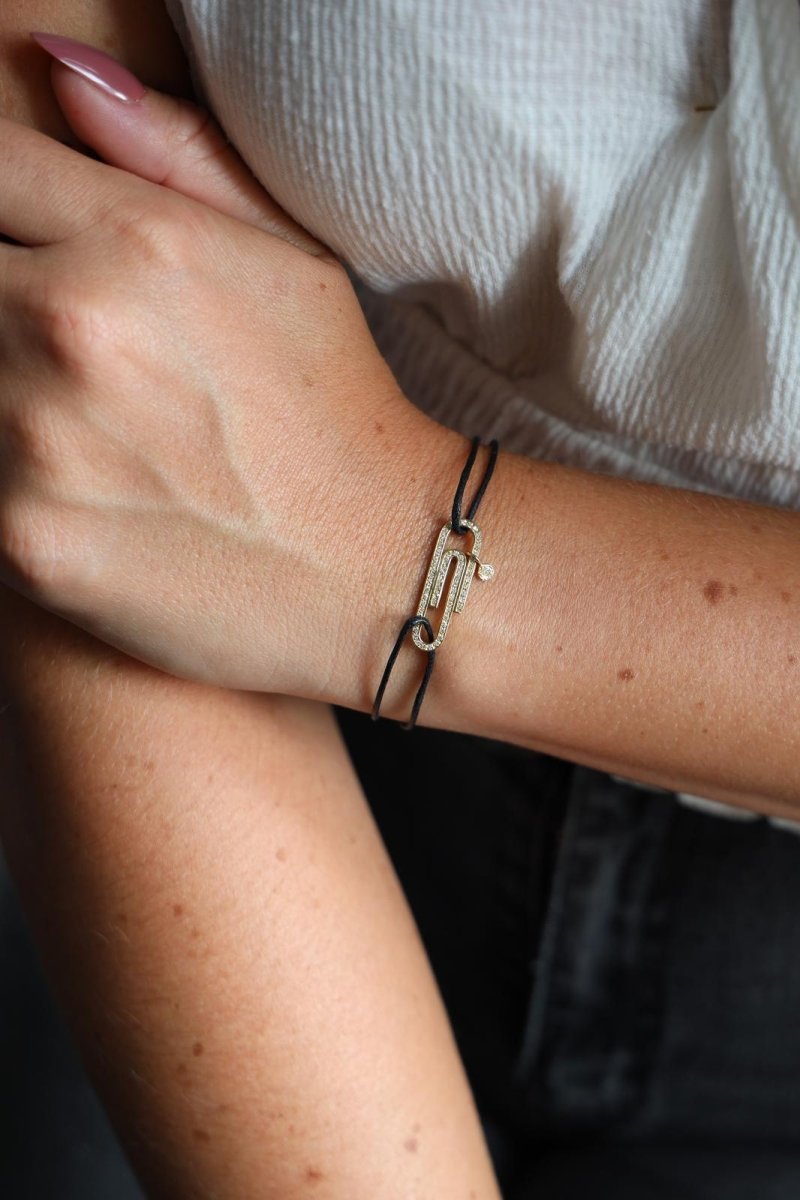 Bracelet trombone cordon en or jaune et diamants - Castafiore