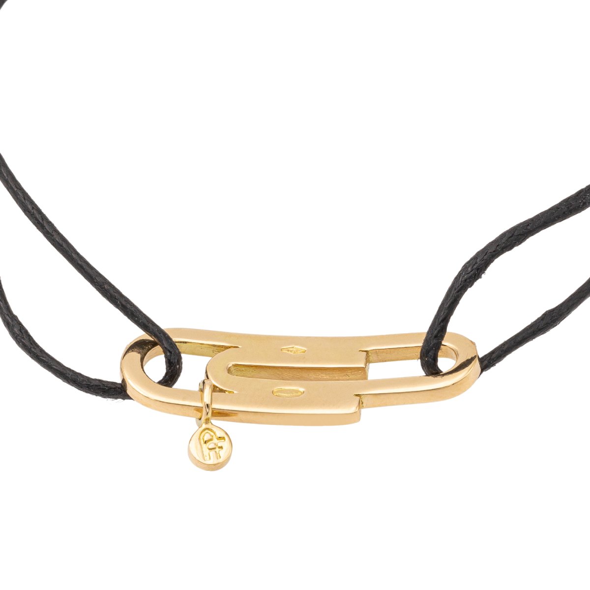 Bracelet trombone cordon en or jaune et diamants - Castafiore