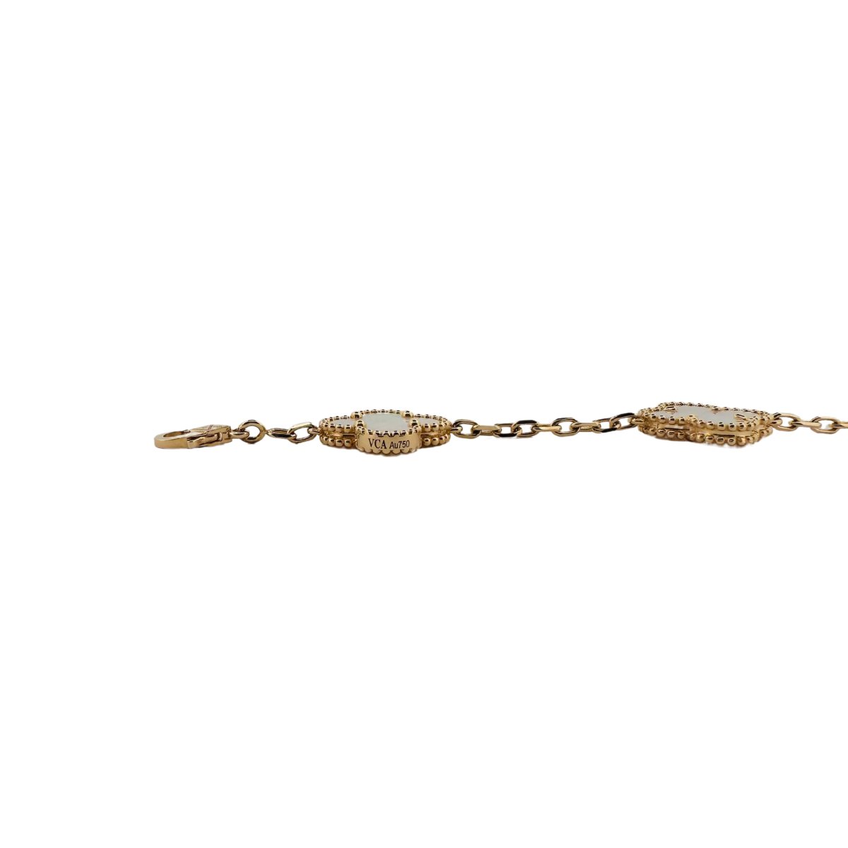 Bracelet VAN CLEEF & ARPELS "Alhambra" en or jaune et nacre blanche - Castafiore