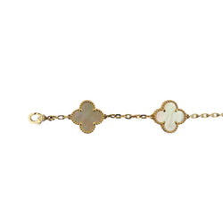 Bracelet VAN CLEEF & ARPELS "Alhambra" en or jaune et nacre blanche - Castafiore