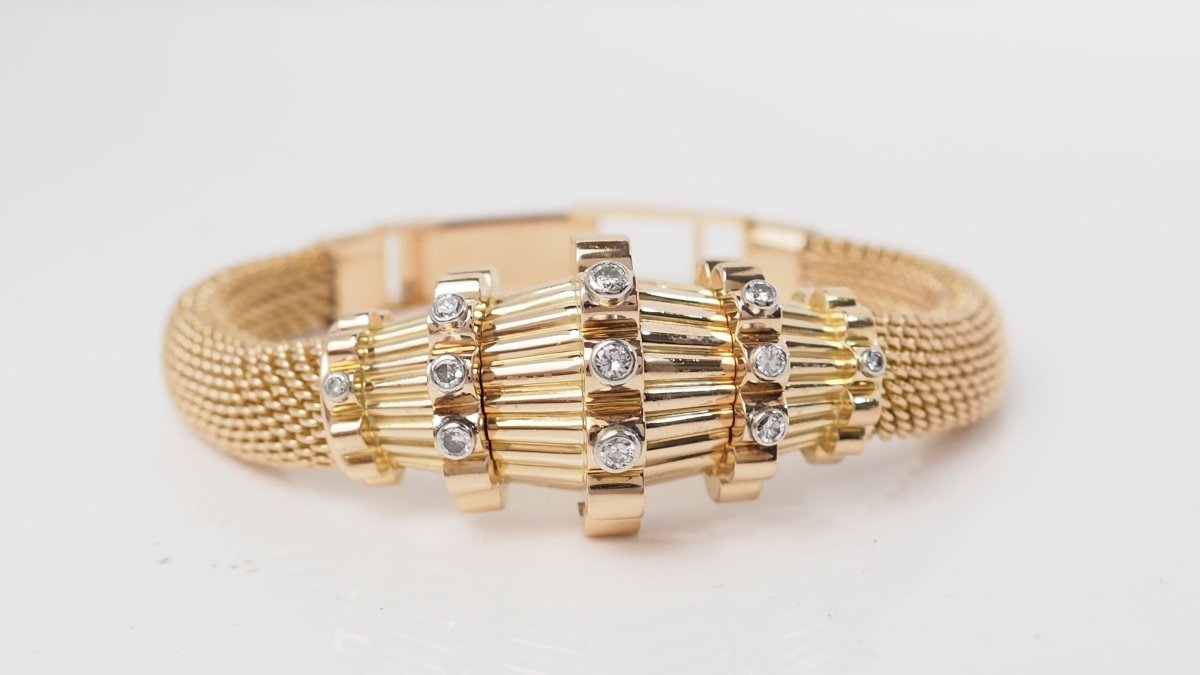 Bracelet vintage en or jaune et diamants - Castafiore