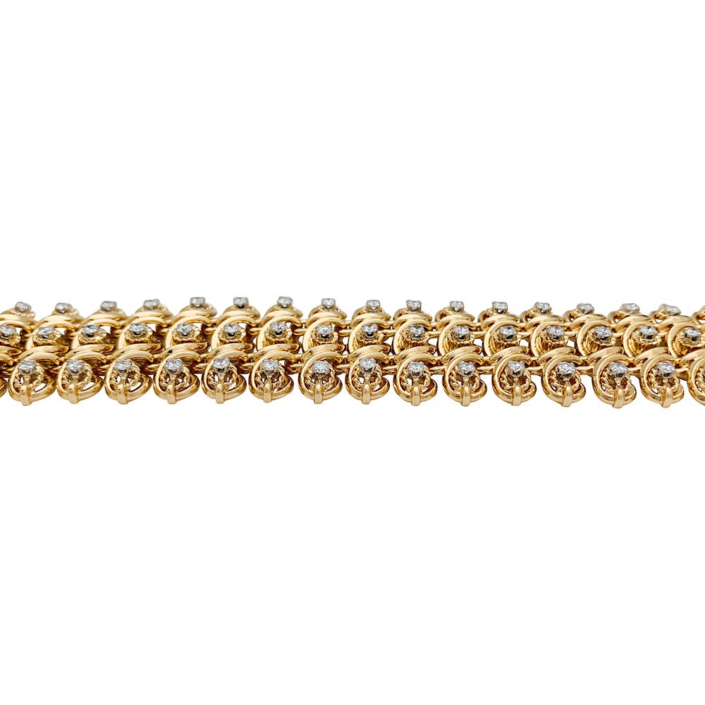 Bracelet vintage en or rose, platine et diamants - Castafiore