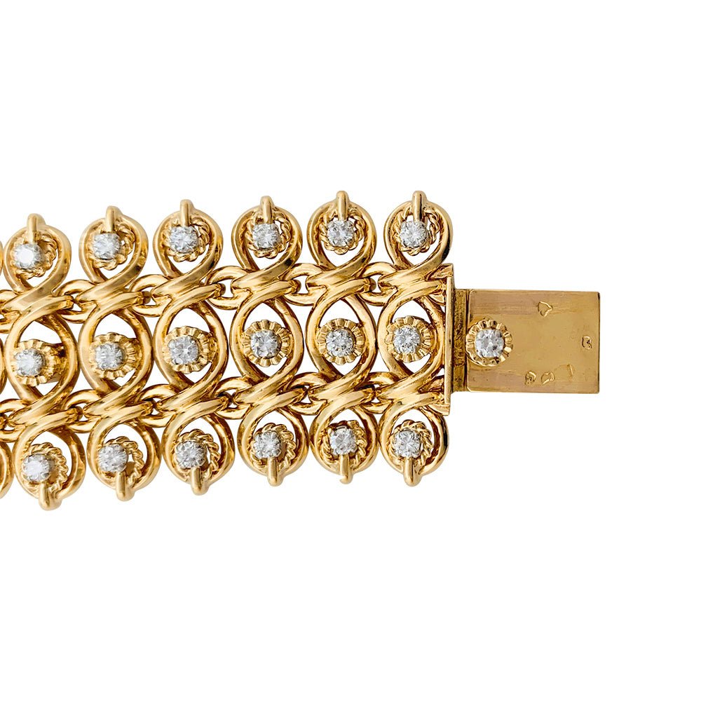 Bracelet vintage en or rose, platine et diamants - Castafiore