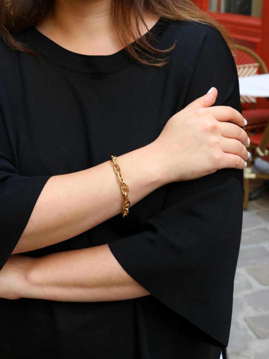 Bracelet vintage maille chaîne d’ancre en or jaune - Castafiore