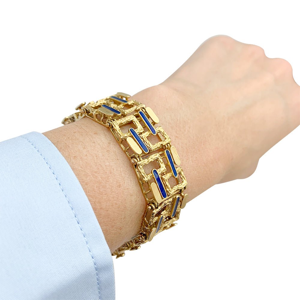 Bracelet vintage, or jaune, émail - Castafiore