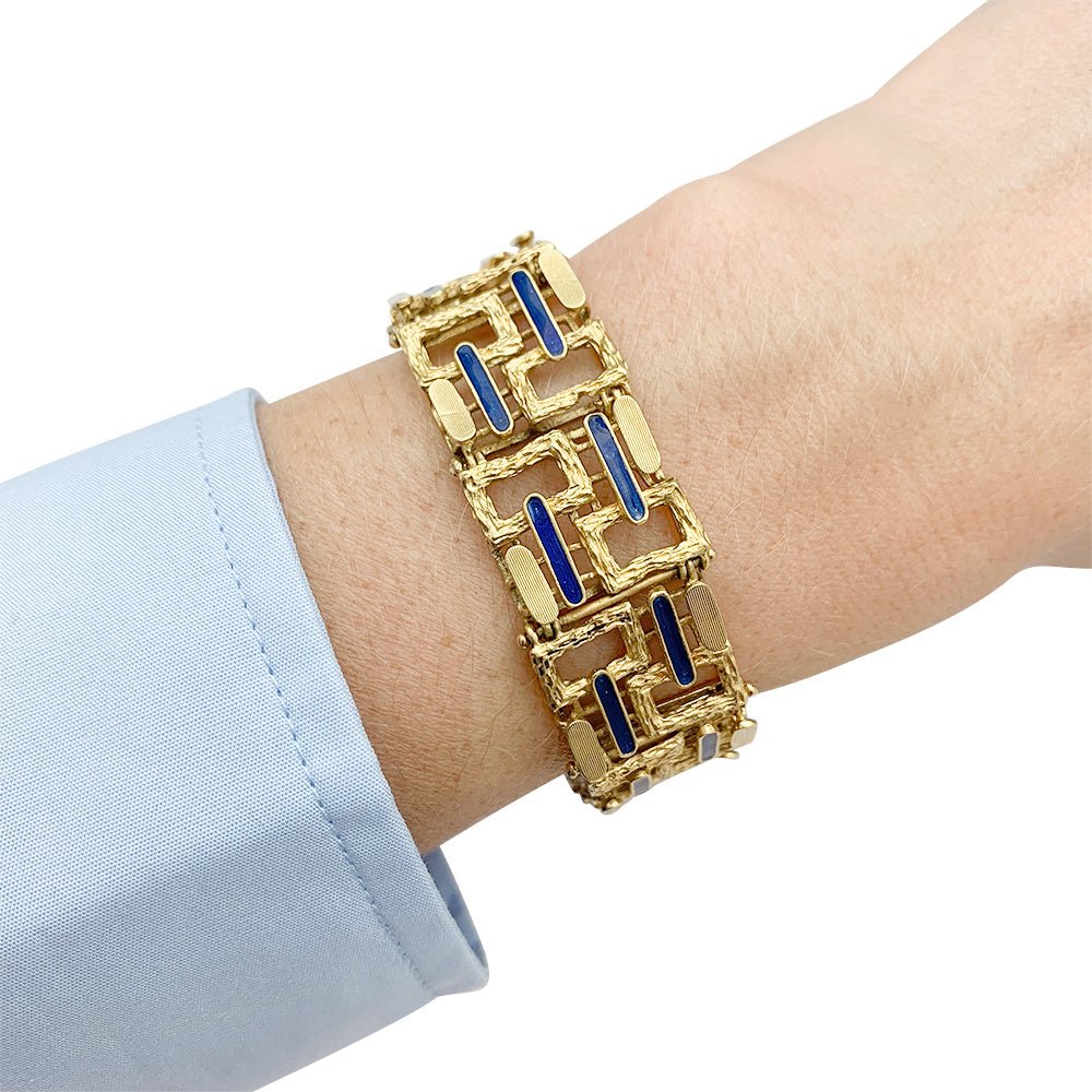 Bracelet vintage, or jaune, émail - Castafiore
