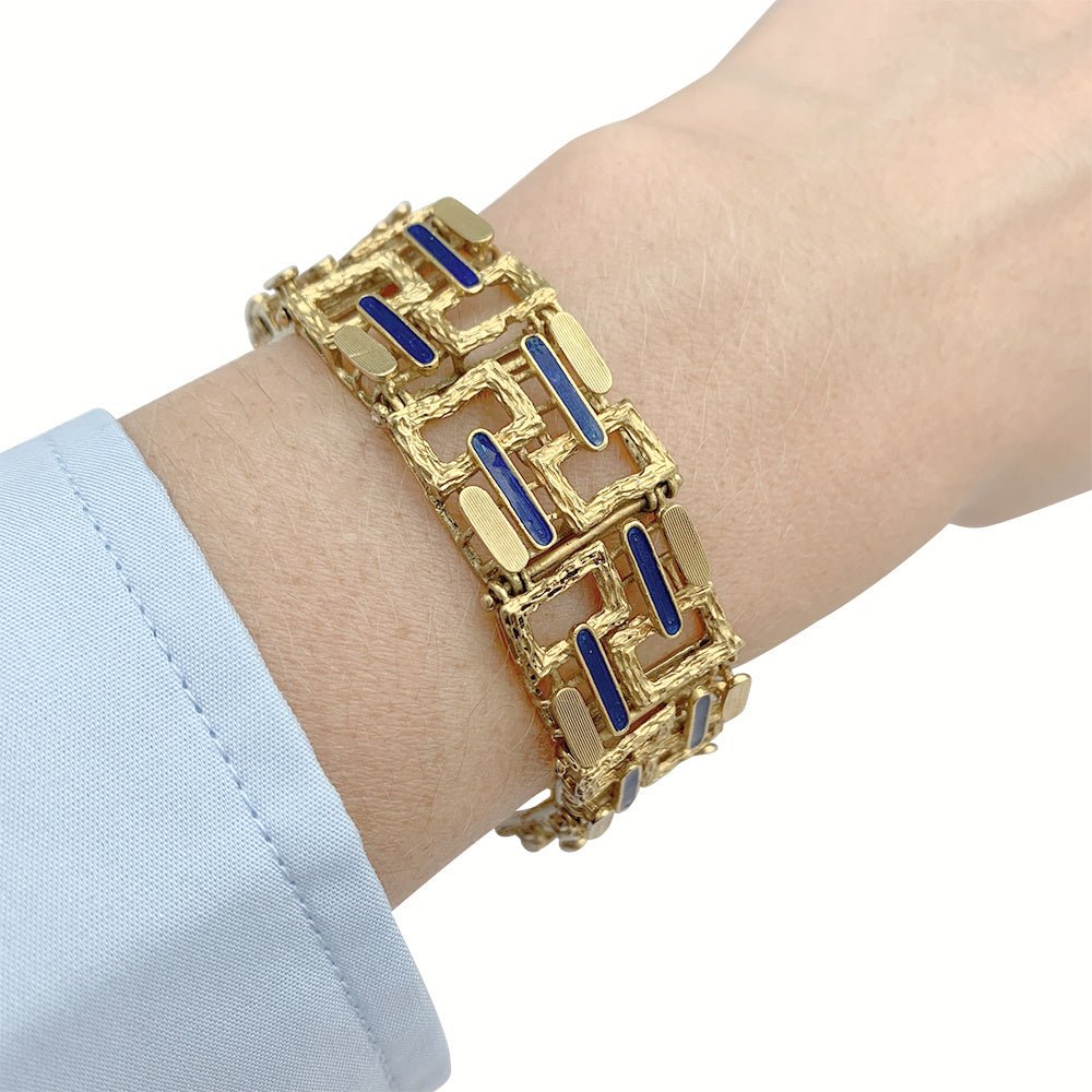 Bracelet vintage, or jaune, émail - Castafiore